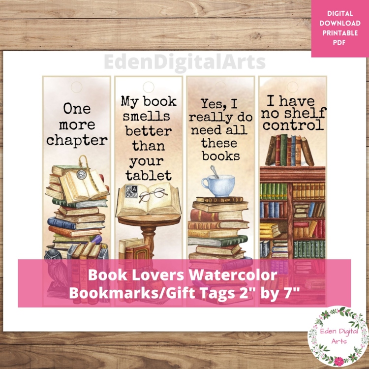 Book Lovers Funny Quotes Bookmarks Set Watercolor Painted Cards Class Gift