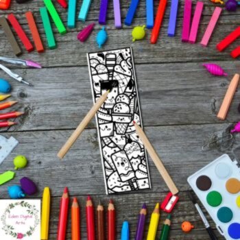 Cute Kawaii Cupcakes Sweets Coloring Bookmarks Relaxing Activity Zen Cards Craft, image 2