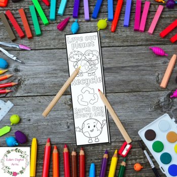 Ecology Earth Day Cute Kids Coloring Bookmarks Environmental Recycling Craft, image 4