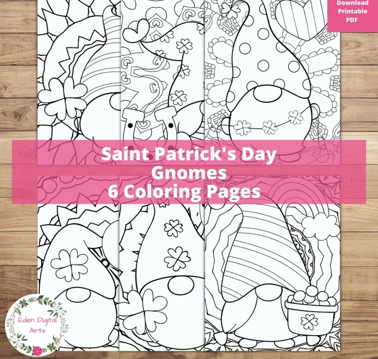 St Patrick's Day Irish Gnomes Coloring Pages Relaxing Doodle Mandalas Calm Craft