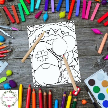 St Patrick's Day Irish Gnomes Coloring Pages Relaxing Doodle Mandalas Calm Craft, image 2