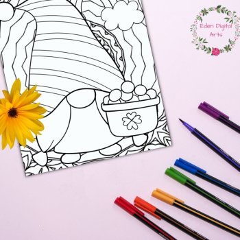 St Patrick's Day Irish Gnomes Coloring Pages Relaxing Doodle Mandalas Calm Craft, image 3