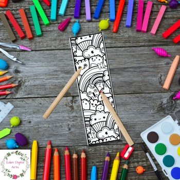 Kawaii Doodle Magical Creatures Monsters Coloring Bookmarks Relaxing Cards Craft, image 3