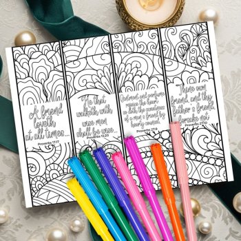 Friendship Proverbs Bible Coloring Bookmarks KJV Scripture Christian Cards Craft, image 3