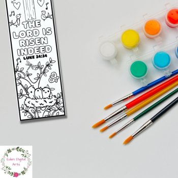 Color Your Bookmarks Easter Bible Verses Scripture Cute Coloring Cards Craft, image 4