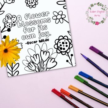 Literary Spring Quotes 12 Whimsical Coloring Pages Calm Activity Garden Craft, image 4