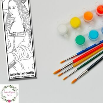 Famous Women Rulers Coloring Bookmarks, Queens in History Relaxing Fun Craft, image 3