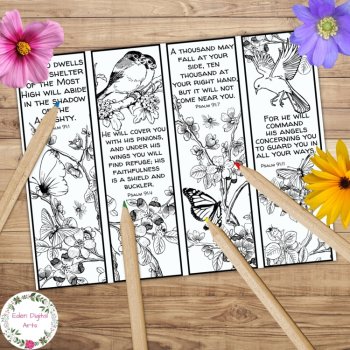 Psalm 91 ESV Bible Verse Coloring Bookmarks Cards Scripture Activity Craft Birds, image 2