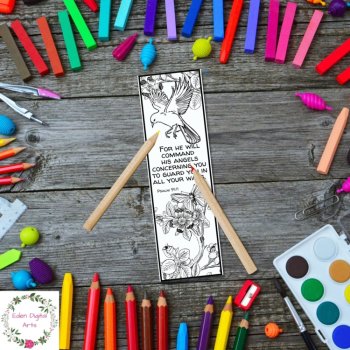 Psalm 91 ESV Bible Verse Coloring Bookmarks Cards Scripture Activity Craft Birds, image 3