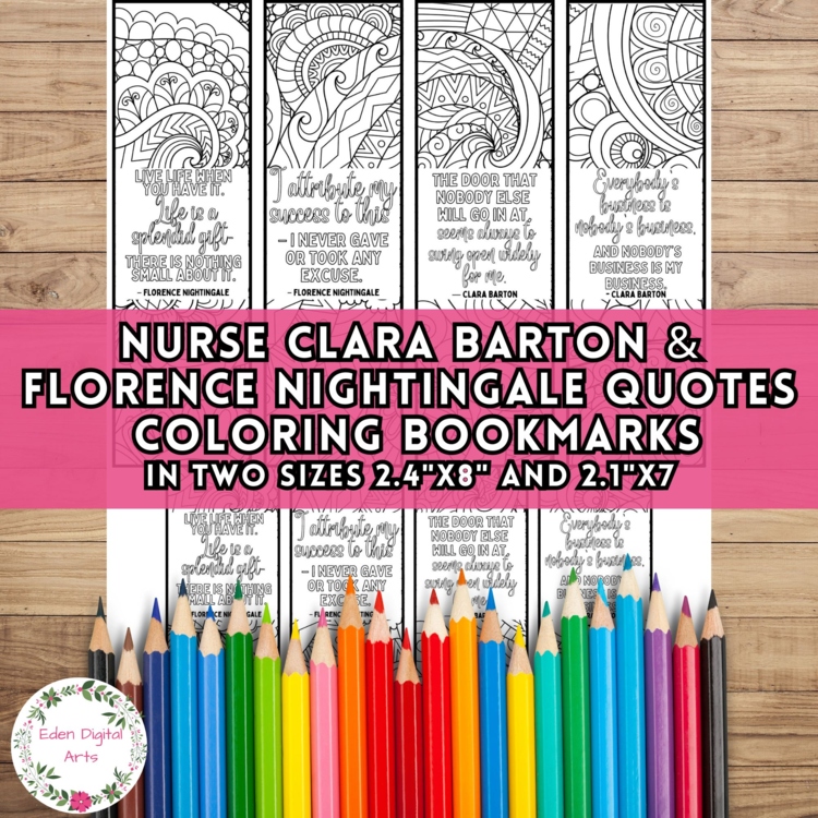 Nurse Clara Barton F. Nightingale Quotes Coloring Bookmarks Womens History Craft
