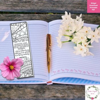 Psalm 139 Coloring Bible Verses Bookmarks KJV Scripture Christian Doodle Craft, image 3