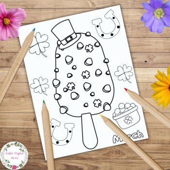 Spring Months Whimsical Coloring Pages Set Gardening Activity Craft Rain Flowers, image 4