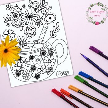 Spring Months Mugs Cups St Patricks Floral Rain 3 Coloring Pages Seasons Posters, image 3