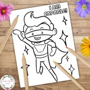 12 Superhero Growth Mindset Coloring Pages Positive Self Esteem Class Posters, image 4