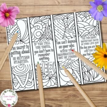 Mark Twain Inspirational Quotes Coloring Bookmarks Relaxing Zen Doodle Craft, image 2
