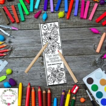 Literary Spring Quotes Coloring Bookmarks Seasons Garden Flowers DIY Cards Craft, image 2