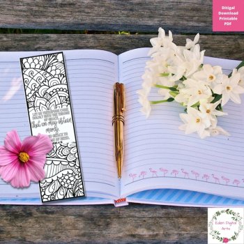 Prayer Scripture Coloring Bookmarks, KJV Bible Verses Christian Faith Craft, image 2