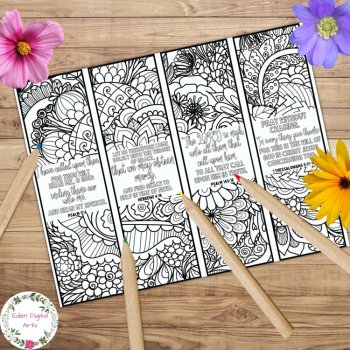 Prayer Scripture Coloring Bookmarks, KJV Bible Verses Christian Faith Craft, image 3