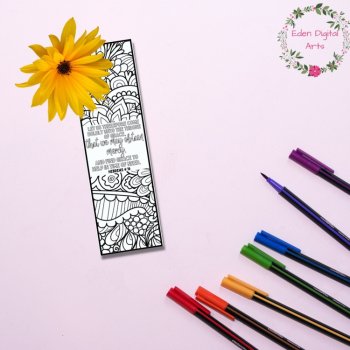 Prayer Scripture Coloring Bookmarks, KJV Bible Verses Christian Faith Craft, image 4