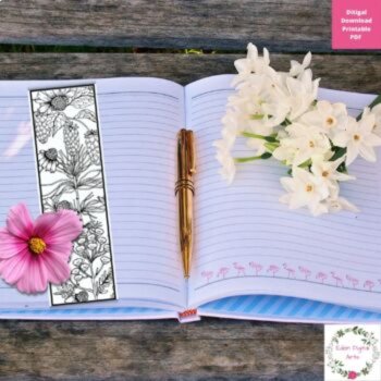 Field Wild Flowers Coloring Bookmarks Anti Stress Relaxing For Teens & Adults, image 3