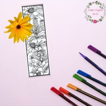 Field Wild Flowers Coloring Bookmarks Anti Stress Relaxing For Teens & Adults, image 4