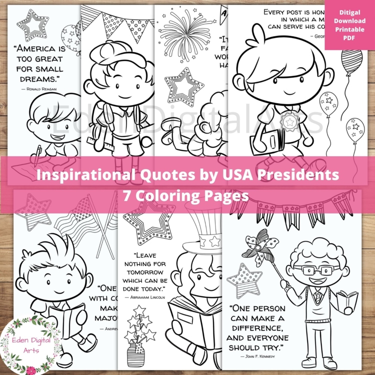 USA President's Veteran's Patriot's Day Quotes Cute Coloring Pages Posters Craft