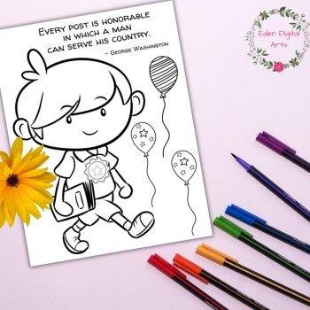 USA President's Veteran's Patriot's Day Quotes Cute Coloring Pages Posters Craft, image 4