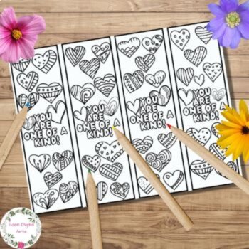 Kindness Doodle Hearts Coloring Bookmarks Keepsake Cards Relaxing Kind Craft, image 2