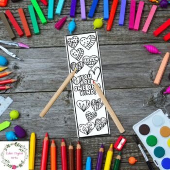 Kindness Doodle Hearts Coloring Bookmarks Keepsake Cards Relaxing Kind Craft, image 3
