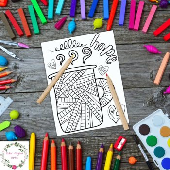 Self Care Mindfulness Coloring Pages Doodle Mugs Relaxing Anti Anxiety Activity, image 4