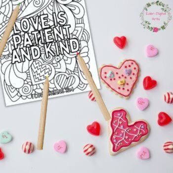 Love Is Patient and Kind Corinthians Bible Verses Coloring Pages Doodles Hearts, image 2