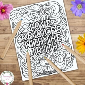 Love Is Patient and Kind Corinthians Bible Verses Coloring Pages Doodles Hearts, image 3