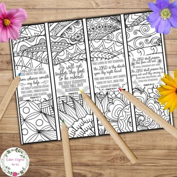 Psalm 121 KJV Coloring Bible Verse Bookmarks, Scripture Christian Prayer Craft, image 2