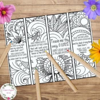 Psalm 27 Coloring Bible Verse Bookmarks, KJV Scripture Christian Prayer Craft, image 2