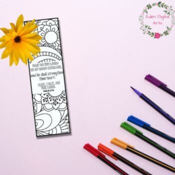 Psalm 27 Coloring Bible Verse Bookmarks, KJV Scripture Christian Prayer Craft, image 3