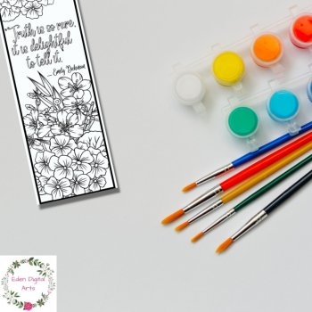 Emily Dickinson Quotes Coloring Bookmarks Poetry Women in History Keepsake Craft, image 4