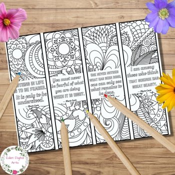 Marie Curie Quotes Coloring Bookmarks Women Science History Month Relaxing Craft, image 2