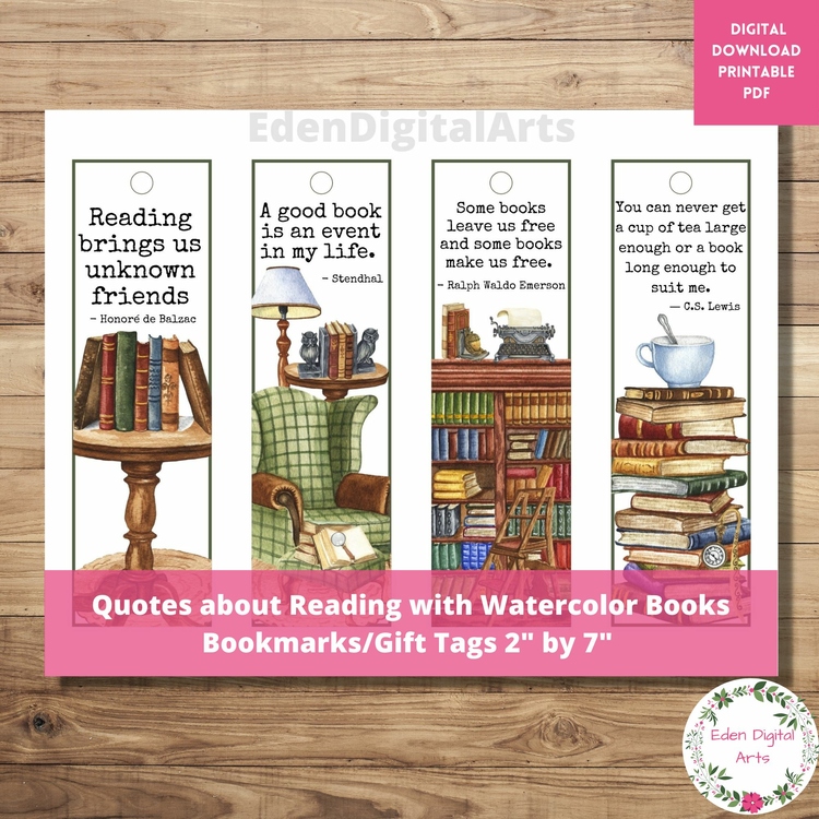 Literature Famous Reading Quotes Bookmarks Student Friend Cards Reward Gift Tags