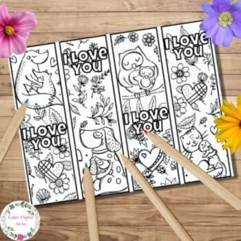 Cute Grandparents Day Craft DIY Gift Love You Coloring Bookmarks Animals, image 3