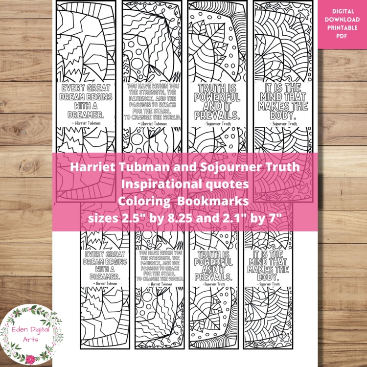 Harriet Tubman Quotes Coloring Bookmarks Black History Month Relaxing Craft