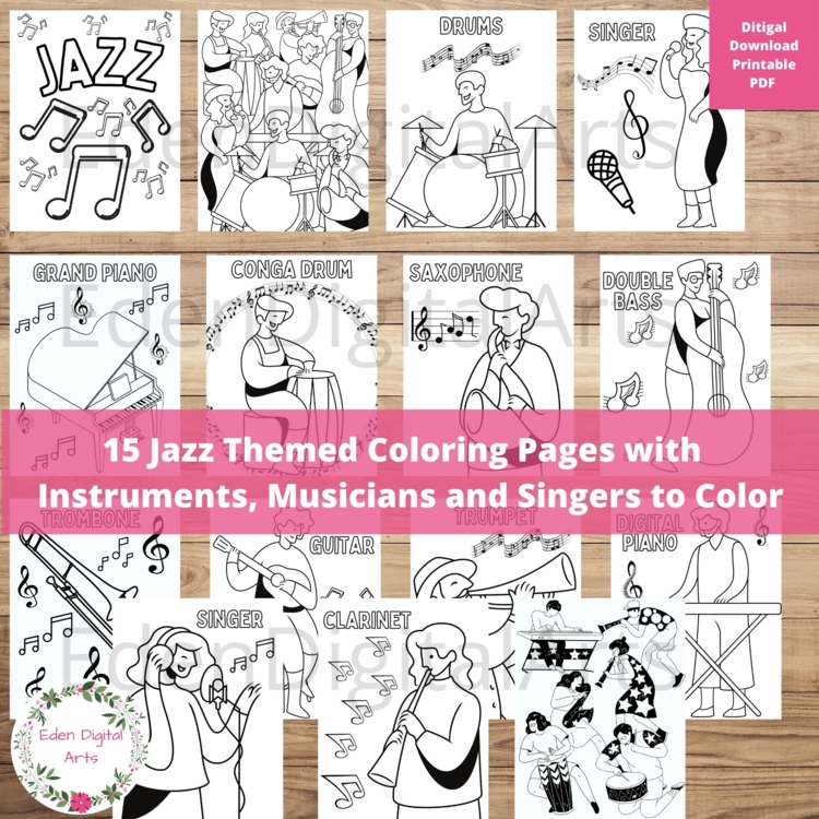Jazz Music Coloring Pages Posters Musical Instruments Black History Month