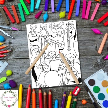 Jazz Music Coloring Pages Posters Musical Instruments Black History Month, image 2