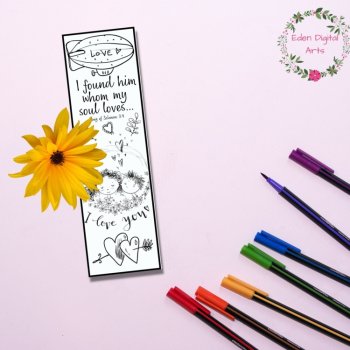 Song of Solomon Love Bible Verses Coloring Bookmarks Cards Valentines Wedding, image 3