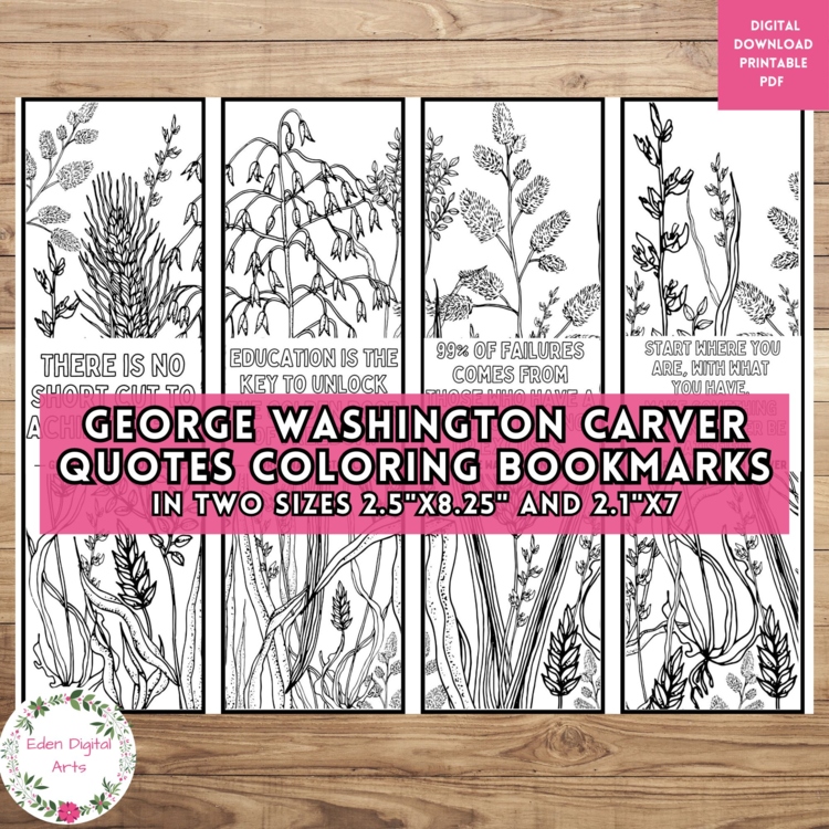 George Washington Carver Quotes Coloring Bookmarks Cards Black History Month