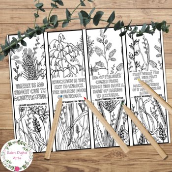 George Washington Carver Quotes Coloring Bookmarks Cards Black History Month, image 2