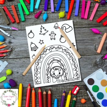 Winter Months 3 Coloring Pages Rainbows Hearts Snowflakes Seasons Class Posters, image 2