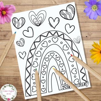 Winter Months 3 Coloring Pages Rainbows Hearts Snowflakes Seasons Class Posters, image 3