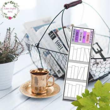 Book Reading Bookshelf Coloring Bookmarks Tracker Pages Book Club Log Recording, image 2