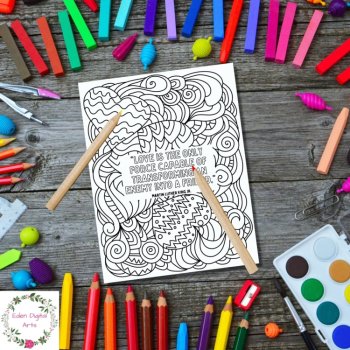 MLK Jr Love Quotes Black History Valentines Calm Doodle Coloring Pages Posters, image 2
