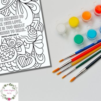 MLK Jr Love Quotes Black History Valentines Calm Doodle Coloring Pages Posters, image 4